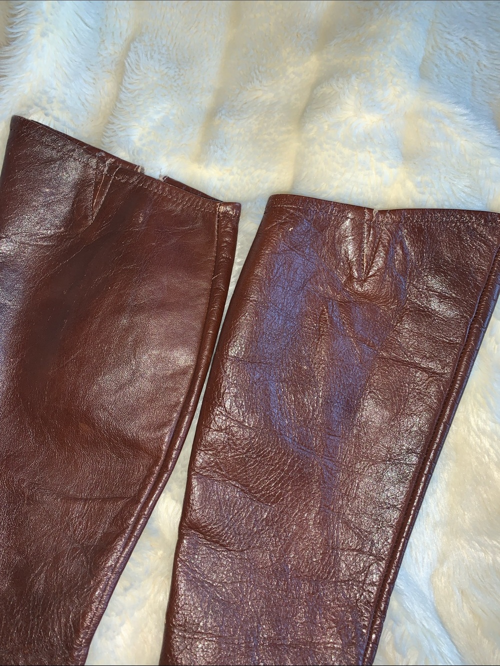 Vtg 60s 70s Hanna Brown leather side zipper knee high Gogo boots 5.5 - Picture 10 of 15